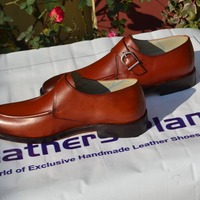 New Men's Handmade Leather Brown Dress Shoes - Thumbnail 1