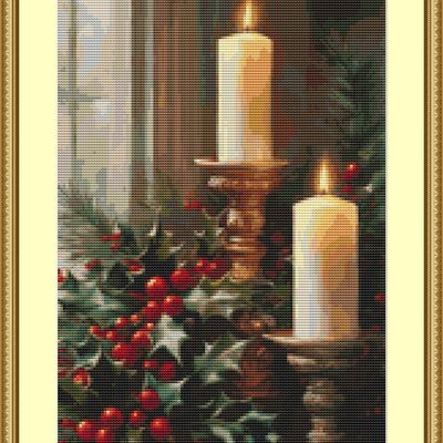 Christmas candles cross stitch pattern