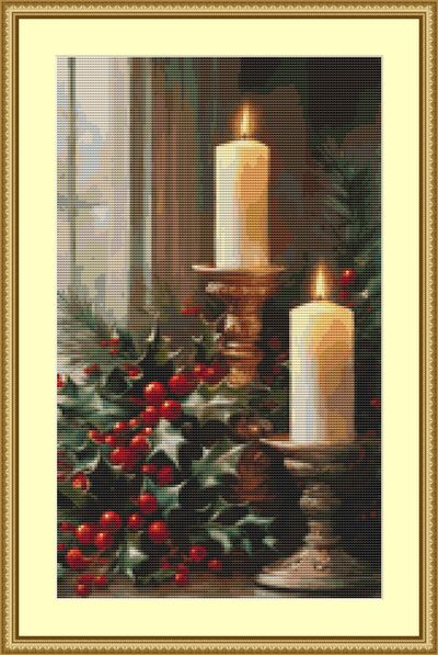 Christmas Candles Cross Stitch Pattern