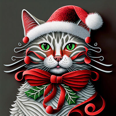 Christmas cat cross stitch pattern