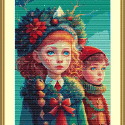 Christmas children cross stitch pattern 