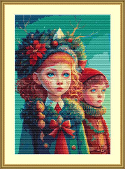 Christmas Children Cross Stitch Pattern 