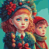 Christmas Children Cross Stitch Pattern  - Thumbnail 1