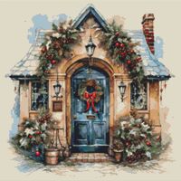 Christmas Cottage Cross Stitch Pattern - Thumbnail 1