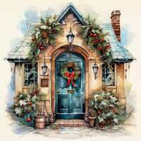Christmas Cottage Cross Stitch Pattern - Thumbnail 2