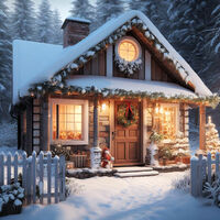 Christmas Cottage I Cross Stitch Pattern - Thumbnail 2