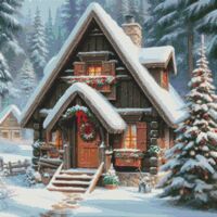 Christmas Cottage II Cross Stitch Pattern - Thumbnail 1