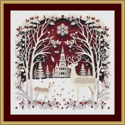 Christmas deer cross stitch pattern - Thumbnail 4
