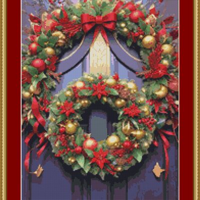 Christmas door cross stitch pattern