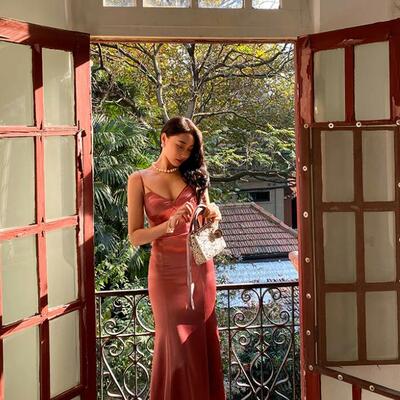 Simple v neck long formal occasion dresses evening dresses - Thumbnail 5