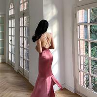 Simple V Neck Long Formal Occasion Dresses Evening Dresses - Thumbnail 3