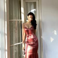 Simple V Neck Long Formal Occasion Dresses Evening Dresses - Thumbnail 2