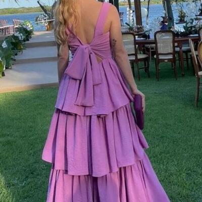 Elegant floor length purple prom dresses, evening gowns - Thumbnail 1