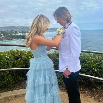 Straps blue tulle evening dress long prom dress - Thumbnail 3