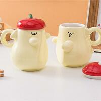 Cute Cartoon Hug Couple Mug Set - Thumbnail 4