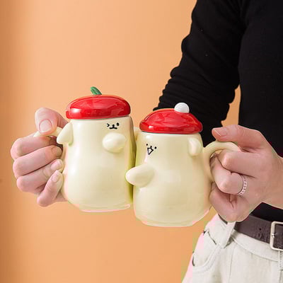 Cute cartoon hug couple mug set