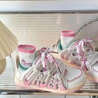 Pink White Gradient Letter Sneakers For Women - Thumbnail 1