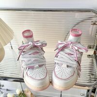 Pink White Gradient Letter Sneakers For Women - Thumbnail 4