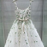 Straps Wedding Dresses with Pears Green Leaves - Thumbnail 2