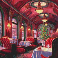 Christmas In The Dining Car Cross Stitch Pattern - Thumbnail 1
