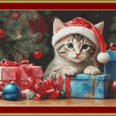 Christmas kitten cross stitch pattern - Thumbnail 3