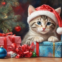 Christmas Kitten Cross Stitch Pattern - Thumbnail 2