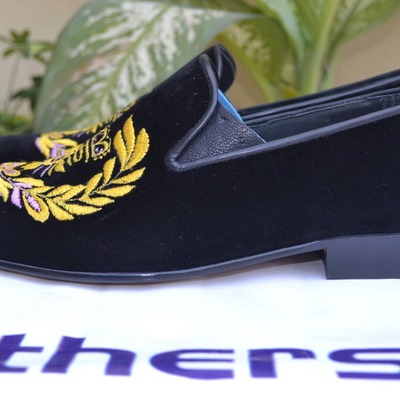 New Men's Handmade Leather Black Velvet Dress Shoes