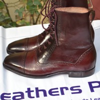  Mens Handmade Unique Leather  Ankle Boots - Thumbnail 1