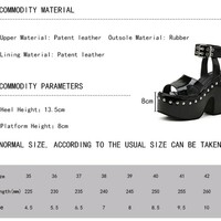 Mori Girl Rivet Black Gothic Punk Sandals - Thumbnail 10