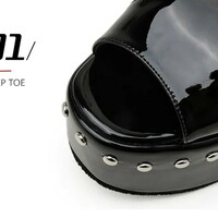 Mori Girl Rivet Black Gothic Punk Sandals - Thumbnail 7