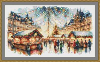 Christmas Market Cross Stitch Pattern