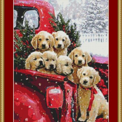 Christmas puppies cross stitch pattern - Thumbnail 3