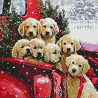 Christmas Puppies Cross Stitch Pattern - Thumbnail 1
