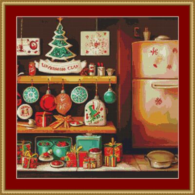 Christmas shelves cross stitch pattern