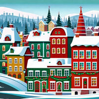 Christmas Street Cross Stitch Pattern - Thumbnail 3