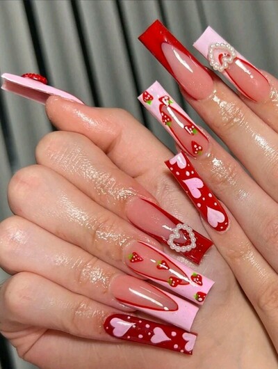 Heart/Strawberry Nails
