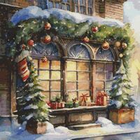 Christmas Window Cross Stitch Pattern - Thumbnail 1