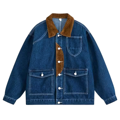 Contrast collar denim jacket - Thumbnail 3