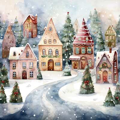 Coloured roofs cross stitch pattern