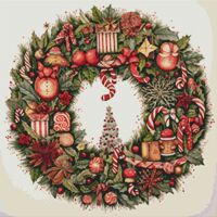 Festive Wreath Cross Stitch Pattern - Thumbnail 1