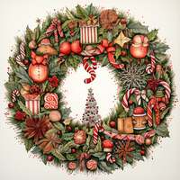 Festive Wreath Cross Stitch Pattern - Thumbnail 2