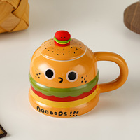 Cute Hamburger Mug With Spoon And Lid - Thumbnail 2