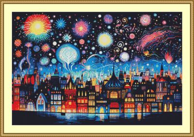 Fireworks Celebration Cross Stitch Pattern