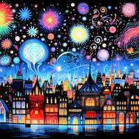 Fireworks Celebration Cross Stitch Pattern - Thumbnail 2