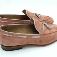 Crafted Leather Calfskin Suede Leather Tassel Loafers Dress Shoes - Thumbnail 1