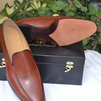 Crafted Leather Handmade Brown Loafers Classic Dress Shoes - Thumbnail 1