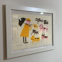 🔴 SOLD "HULOT and HIS DOGS" by Matte Stephens -Framed- - Thumbnail 2