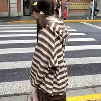 Brown Stripe Zipper Cardigan  - Thumbnail 5