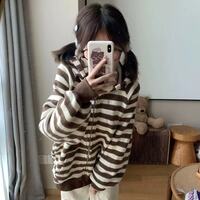 Brown Stripe Zipper Cardigan  - Thumbnail 6