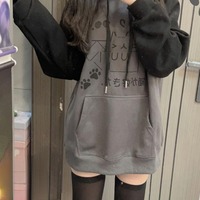 Cat Print Patchwork Hoodie - Thumbnail 3